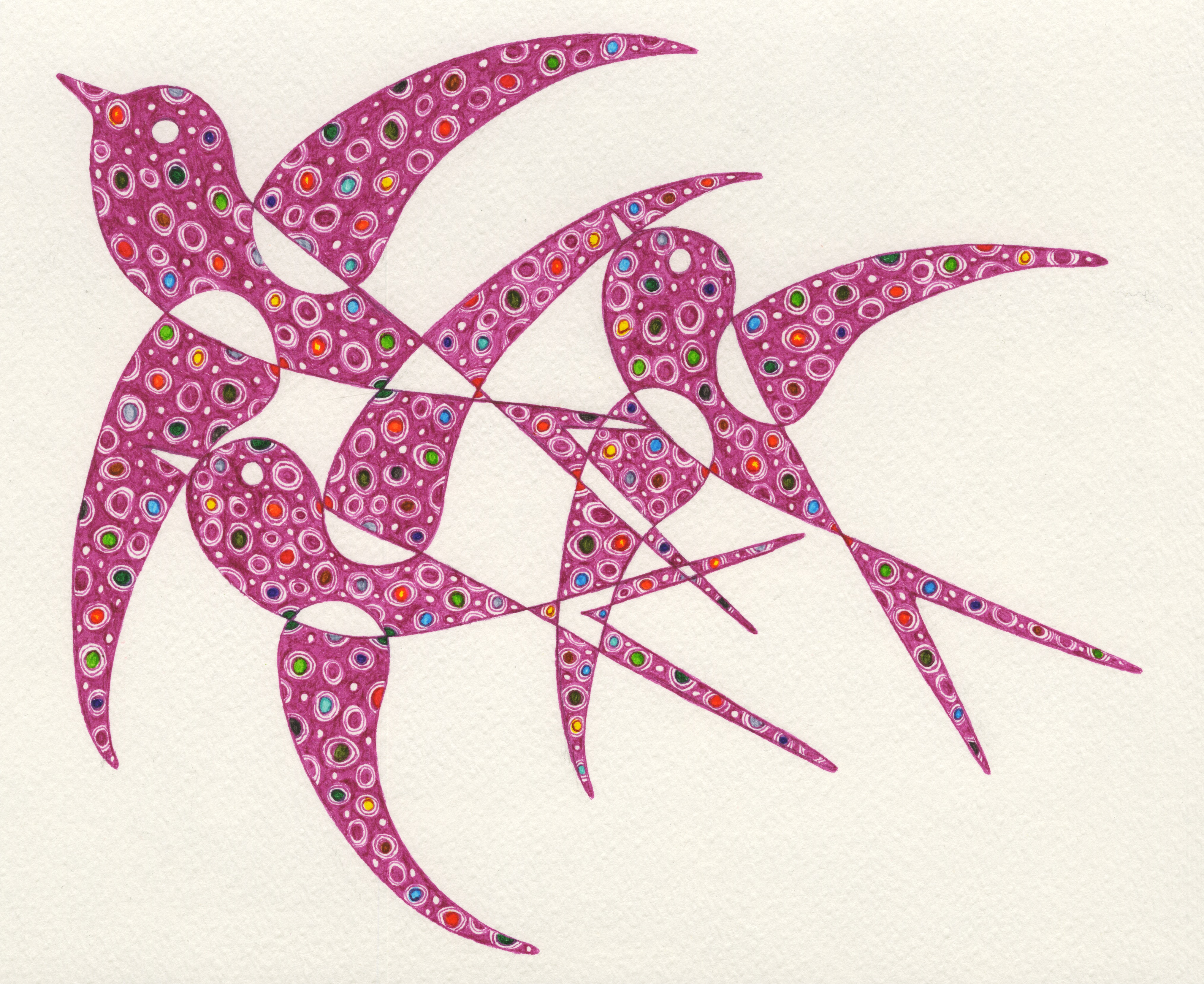 Art Deco Birds - pink